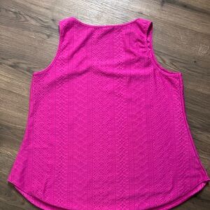 Large SHEIN Fuchsia Eyelet Knit Tank Top